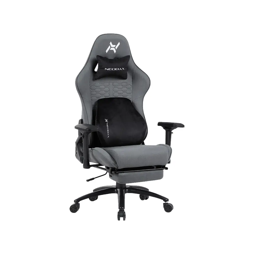 Neodax Luxes S Plus Fabric Footrest and Lumbar Support Grey Gaming Chair