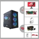 Elite EL-BUNP Ryzen 7-7700, Nvidia GeForce RTX 5070 GPU, 32GB DDR5 7600MHz RAM, 1TB NVMe SSD, Asus 27" WQHD 180Hz Gaming Monitor & Full White Wireless Gaming Peripherals | High-End Gaming Bundle