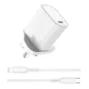 WiWU Wi-G007 GaN 20W Essen Fast Charger+ Type-C to lightning Cable Combo set 