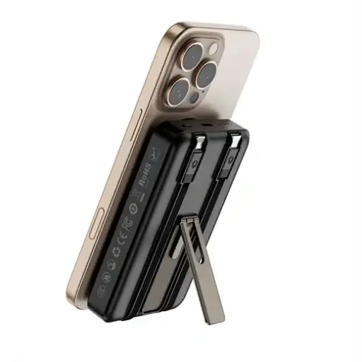 WiWU Elite Power Bank Wi-P056 10.000 mAh Portable Power Source with Charger Stand Built-in Cable 