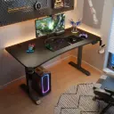 Adax EVEREST Height Adjustable Curved-Edge Black Smart Desk with USB, Type-C, AC Charging & Cable Management (140×70cm)