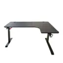 Adax EDGE L-R 140cm L-Shaped Computer Desk with Ergonomic Cut-Out, Steel Frame, Cable Ports Black Gaming Desk - Without Installation