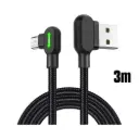 McDodo 90 Degree Micro USB 3m Black Cable